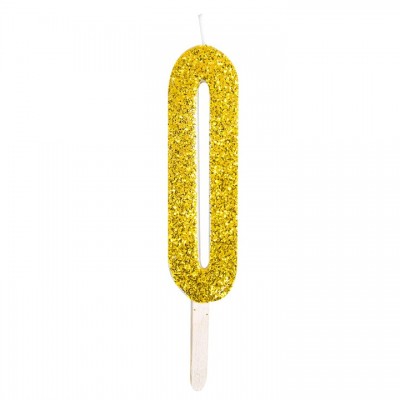 Numeryczna świeczka brokatowa - złota - 8cm - SW0Z