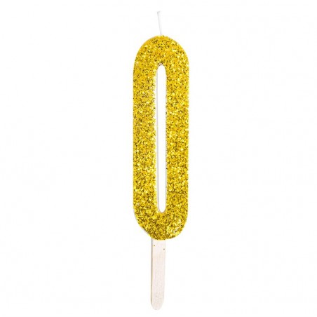 Numeryczna świeczka brokatowa - złota - 8cm - SW0Z