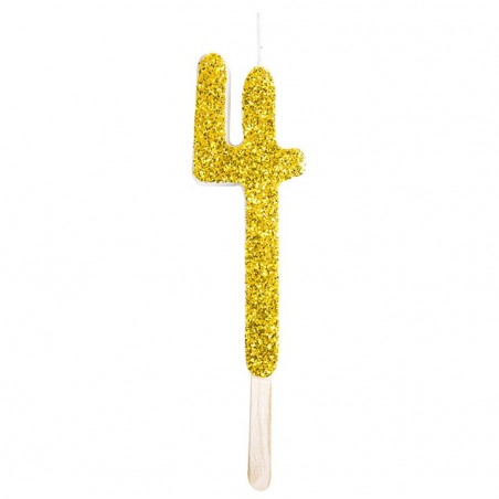 Numeryczna świeczka brokatowa - złota - 8cm - SW4Z