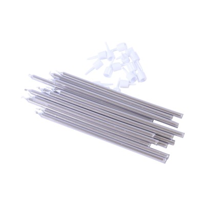 Zestaw świeczek- srebrny -18 cm-16 szt. - SW96