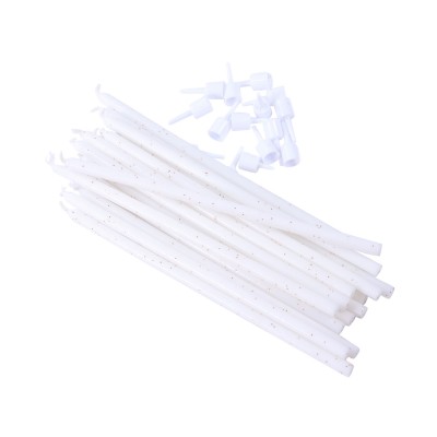 Zestaw białych świeczek z brokatem - 16 szt. - 18 cm - SW98