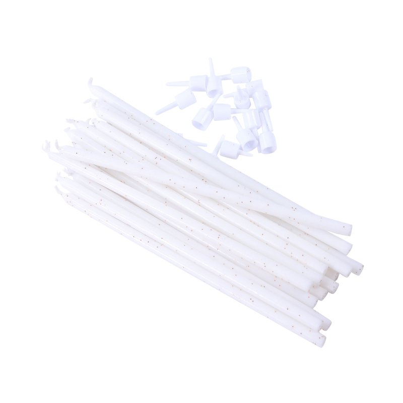 Zestaw białych świeczek z brokatem - 16 szt. - 18 cm - SW98