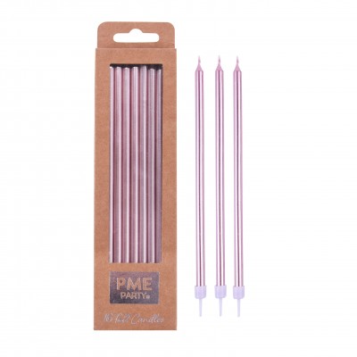 Zestaw świeczek różowe złoto- 18 cm - 16 szt. - mix - SW97