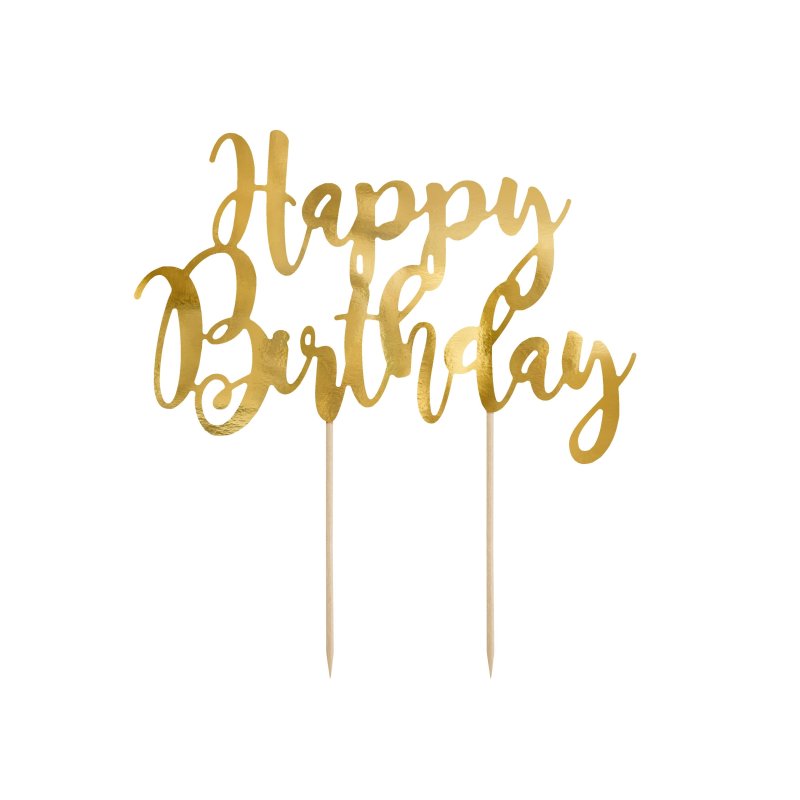 Topper na tort ''Happy Birthday'' złoty - KPT11-019M