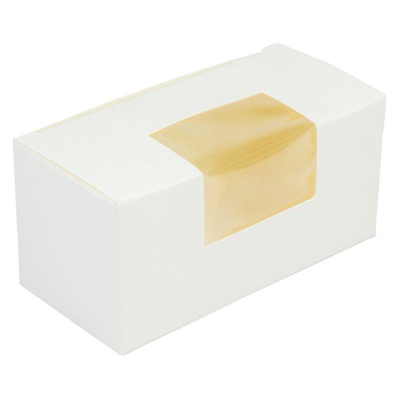 Białe pudełko na makaroniki z okienkiem (małe) 10x4,5x4,5cm  K4