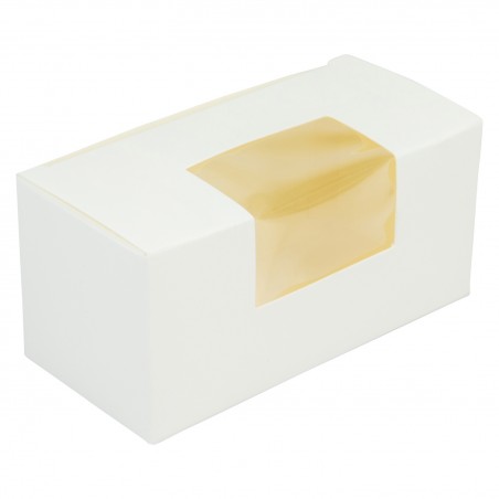 Białe pudełko na makaroniki z okienkiem (małe) 10x4,5x4,5cm  K4