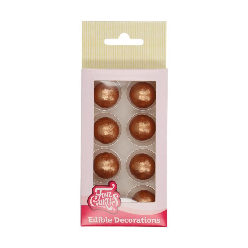 Złoto-brązowe kule choco 8szt -2cm -F50545