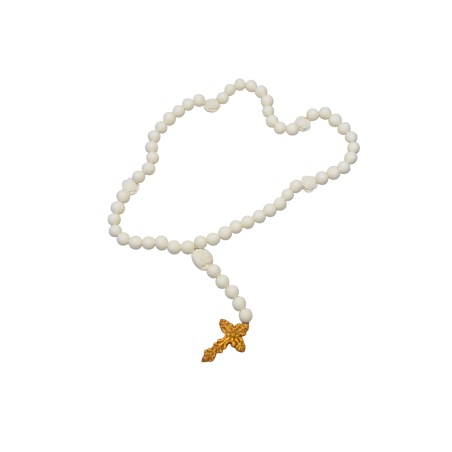 Dekoracja cukrowa różaniec ze złotym krzyżem- CUK323